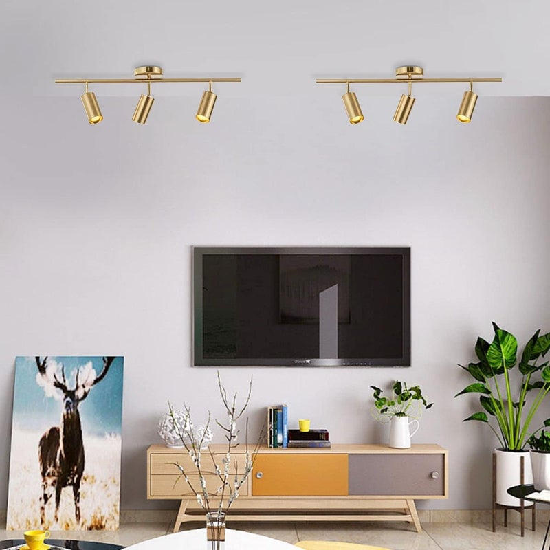 KCO Lighting Modern Brass Gold Track Lighting 3-Lights Modern Kitchen Fixtures Indoor Flush Mount Ceiling Spotlights Dimmable LED Ceiling Spot Light (3-Light) - Image 3
